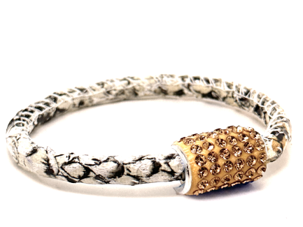 Girocollo Snake White Chiusura Magnetica Cristalli Oro