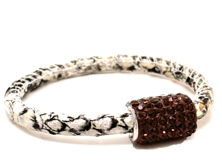 Girocollo Snake White Chiusura Magnetica Cristalli Marrone