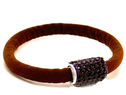 Girocollo Venice Brown Chiusura Magnetica Cristalli Viola