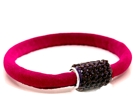 Braccialetto Venice Fucsia Chiusura Magnetica Cristalli Viola